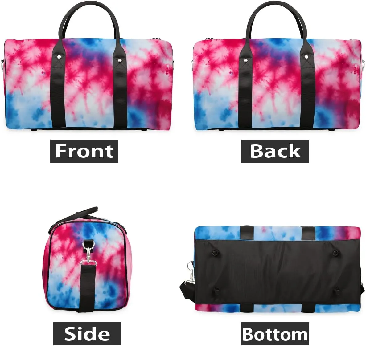 Tie Dye Colorful Travel Duffel Bag for Women Men Waterproof Foldable Overnight Weekender Bag Large Capacity Sports Gym Bag