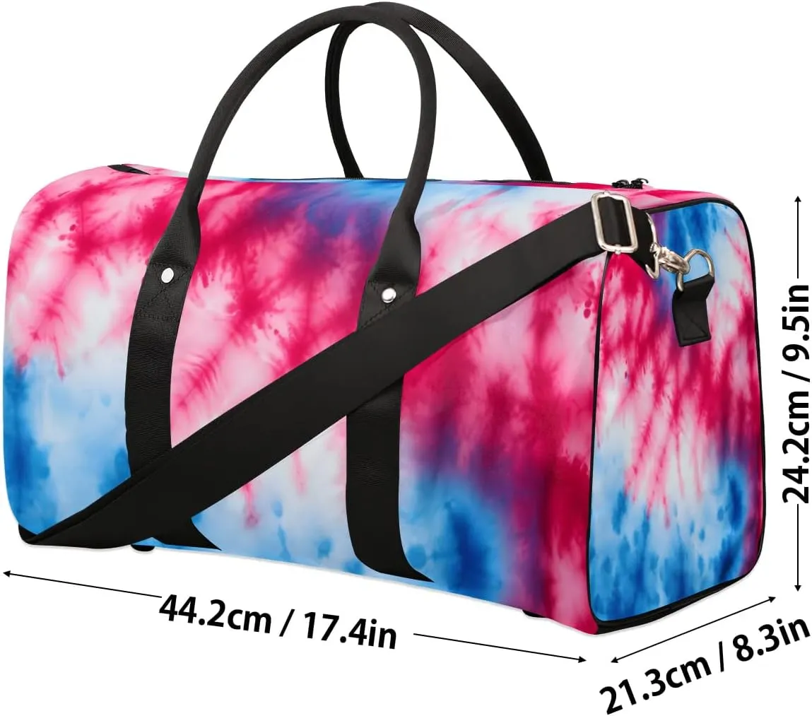 Tie Dye Colorful Travel Duffel Bag for Women Men Waterproof Foldable Overnight Weekender Bag Large Capacity Sports Gym Bag