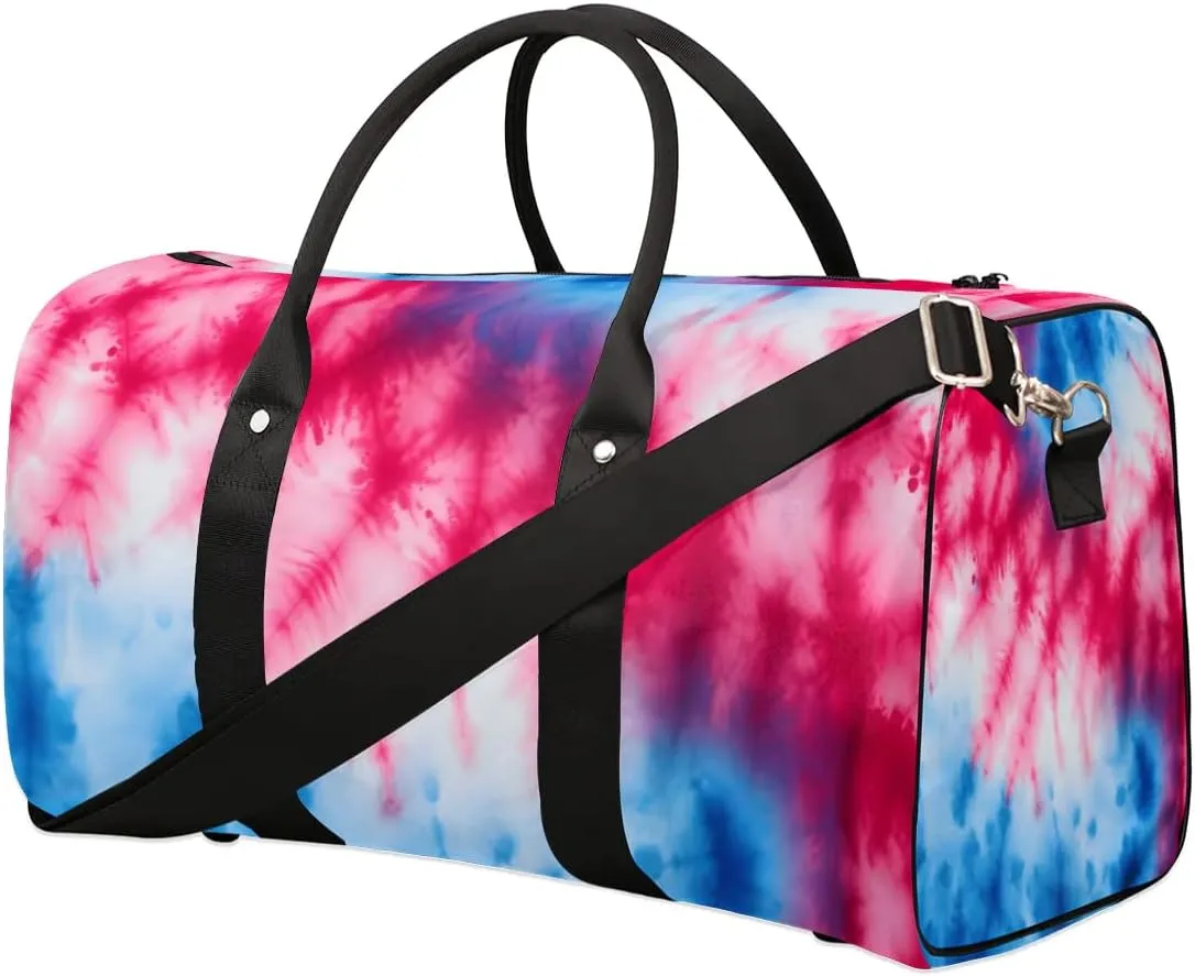 Tie Dye Colorful Travel Duffel Bag for Women Men Waterproof Foldable Overnight Weekender Bag Large Capacity Sports Gym Bag