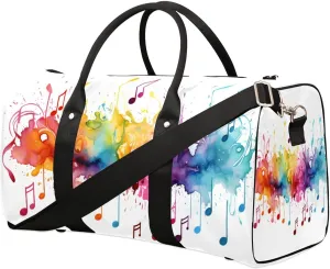 Tie Dye Music Note Print Travel Duffel Bag for Women Men Waterproof Foldable Overnight Weekender Bag Large Capacity Sports Gym Bag