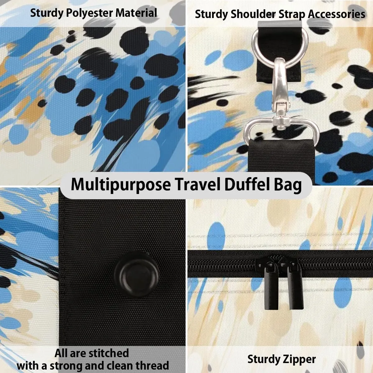 Tiger Animal Skin Travel Duffel Bag for Women Men Waterproof Foldable Overnight Weekender Bag Large Capacity Sports Gym Bag