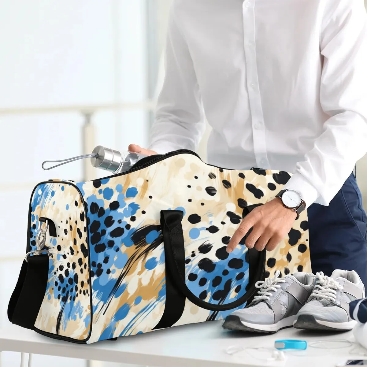 Tiger Animal Skin Travel Duffel Bag for Women Men Waterproof Foldable Overnight Weekender Bag Large Capacity Sports Gym Bag