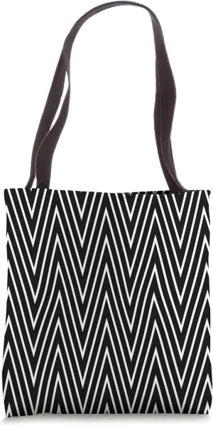 Timeless, Black & White, Chevron Pattern Design Tote Bag