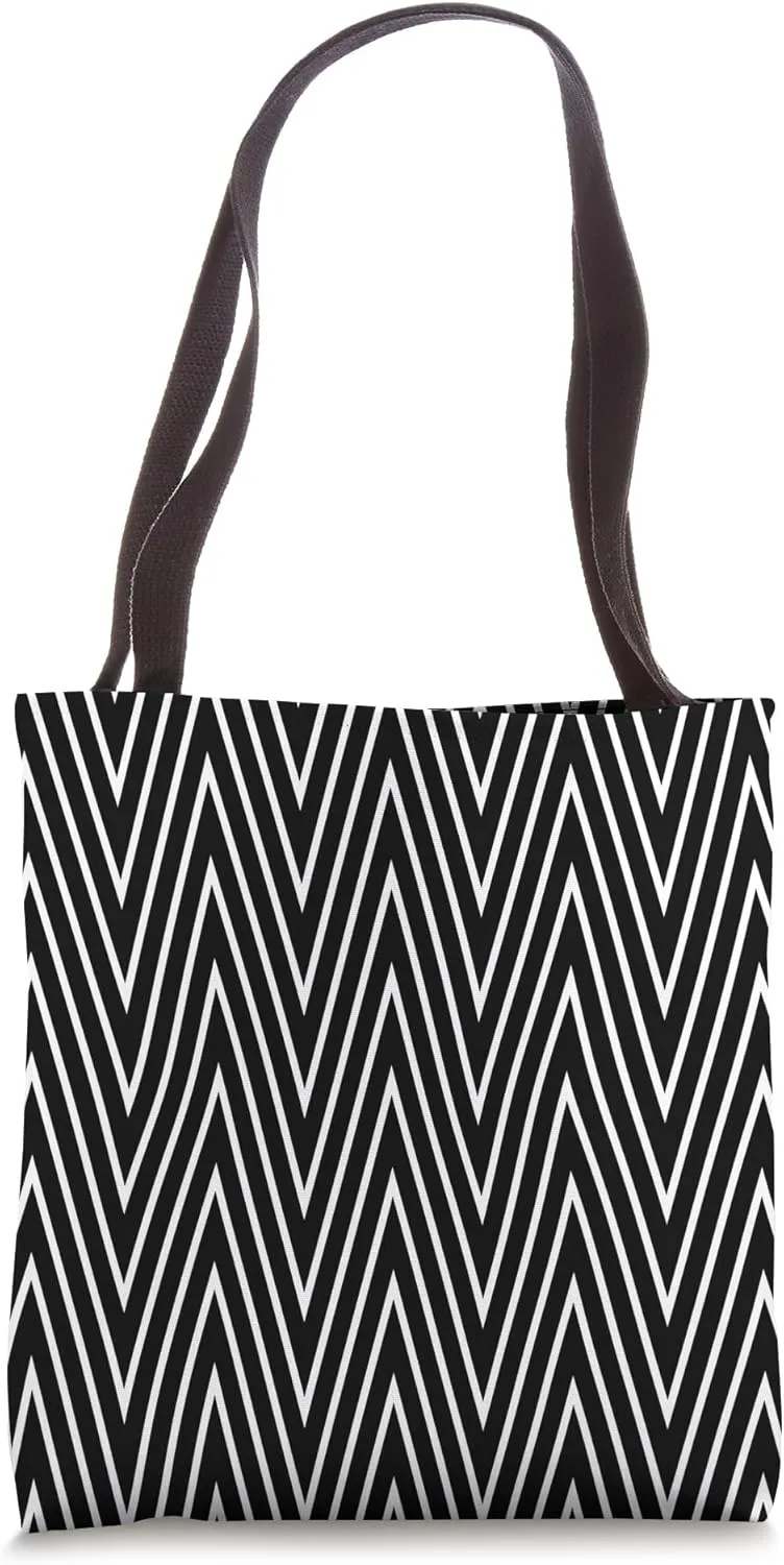 Timeless, Black & White, Chevron Pattern Design Tote Bag