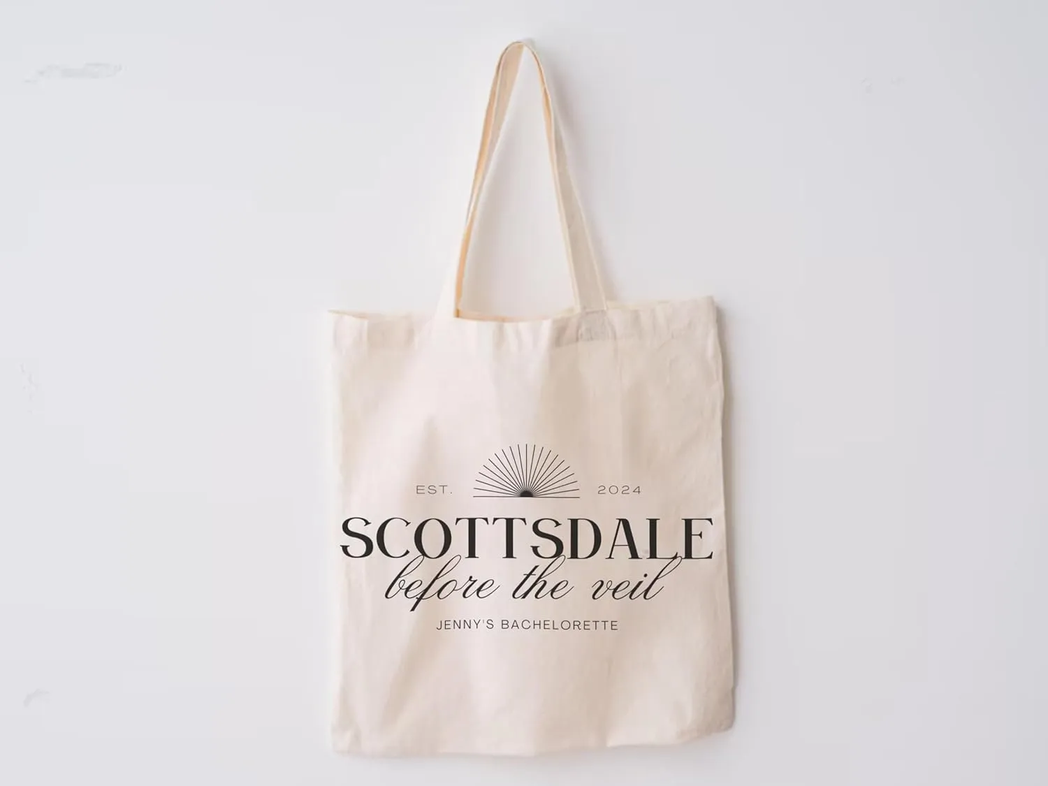 Tints&tots Personalized Party Tote Bag, Scottsdale Before the Veil Design, White Canvas, Custom Name