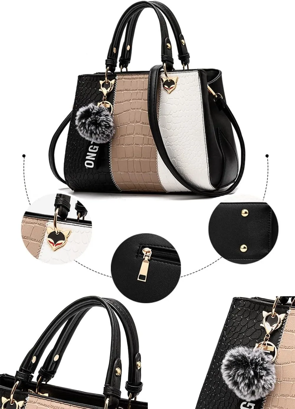 Top-handle Handbags Tote for Women PU Leather Crossbody Shoulder Bag Multi-color Purse Satchel