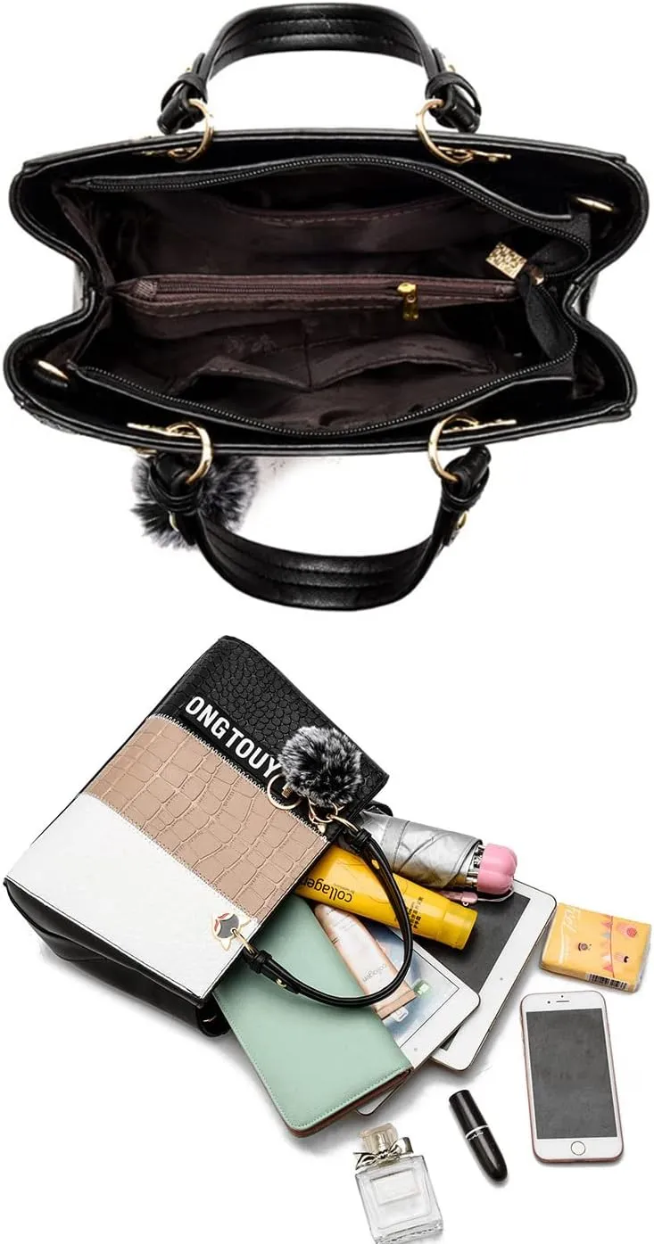 Top-handle Handbags Tote for Women PU Leather Crossbody Shoulder Bag Multi-color Purse Satchel