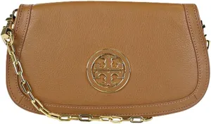 Tory Burch 'Amanda' Logo Flap Clutch in Royal Tan
