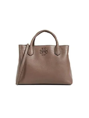 Tory Burch Mcgraw Triple Compartment Satchel Silver Maple