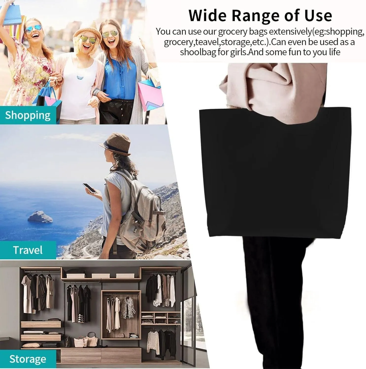 Tote Bag Fashion Large Capacity Handbag Waterproof Reusable Grocery Tote Bag