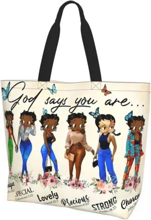 Tote Bag For Women African American Tote Bag Shoulder Handbag Black Queen Women Casual Shoulder Bag ，Premium Quality