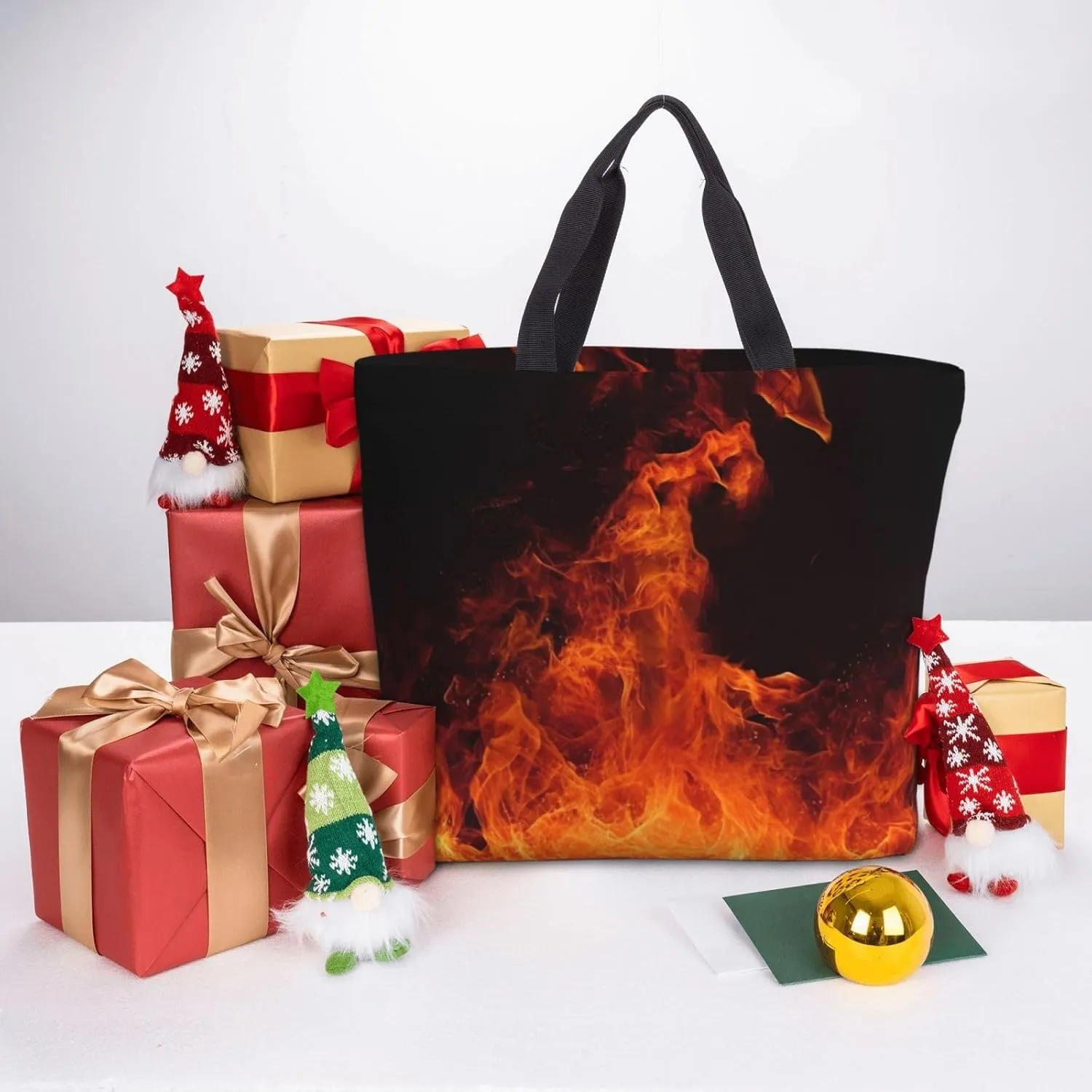 Tote Bag for Women dog and a duck Shoulder Bag with Zipper Handbag Large Capacity Reusable Grocery Bag
