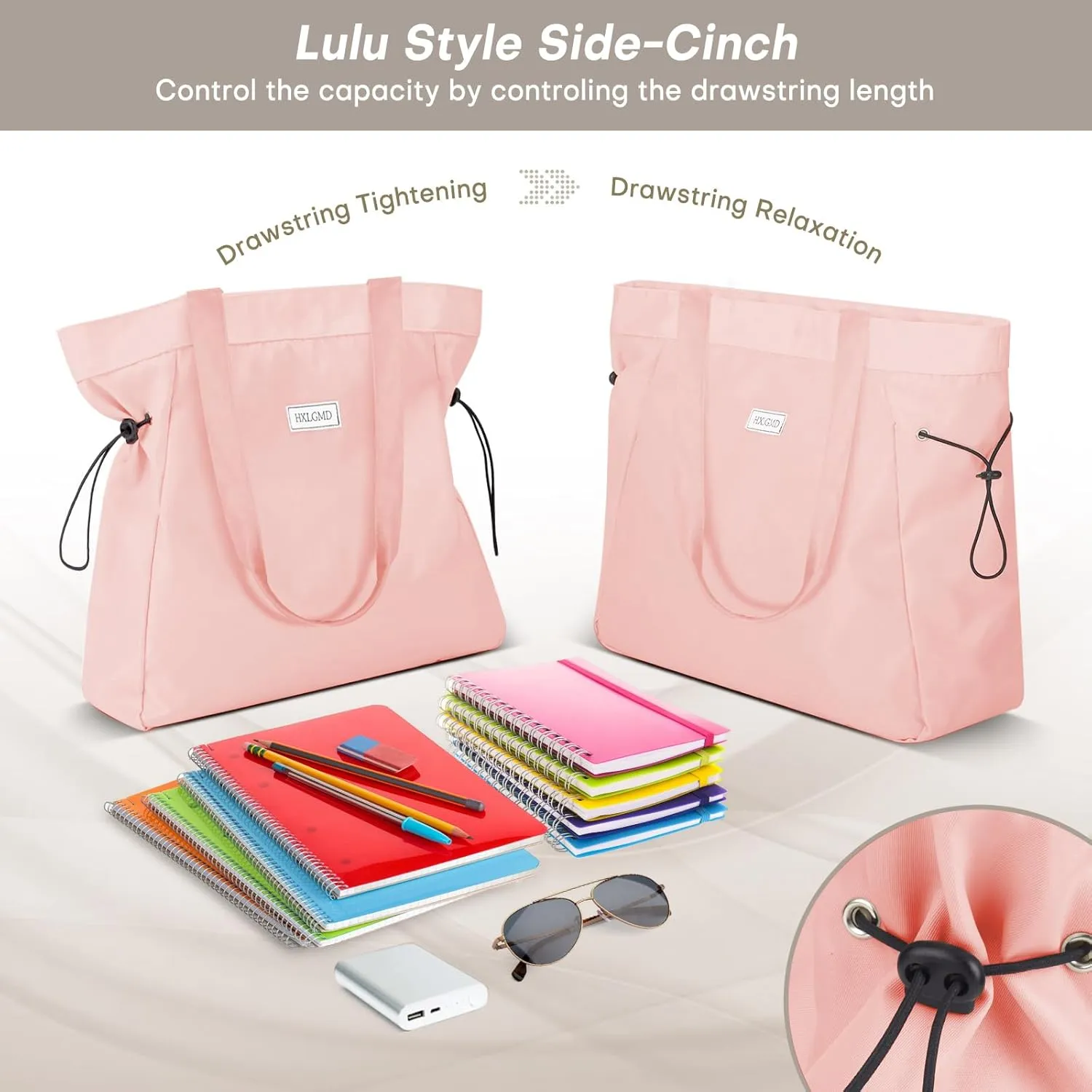 Tote Bag for Women, Foldable Nylon Tote Bag With Zipper Large Shoulder Bag Top Handle Handbag