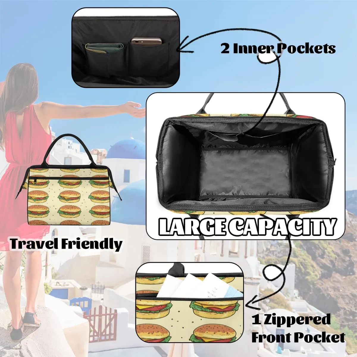 Tote Bag for Women with Zipper, Funny Large Shoulder Bag Handbag for Travel Sports Work
