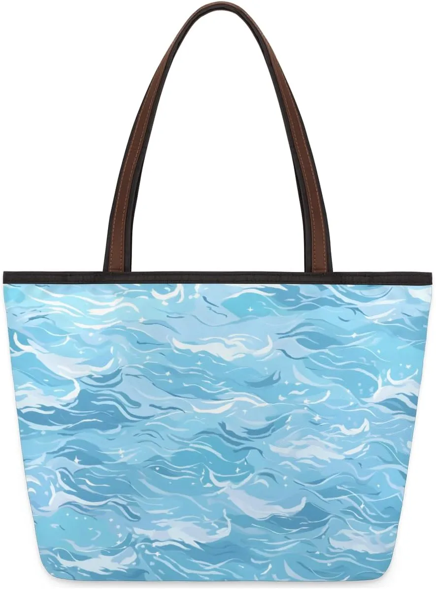 Tote Bag for Women with Zipper Large Capacity Top Handle Casual Shoulder Bag Handbag Reusable Shopping