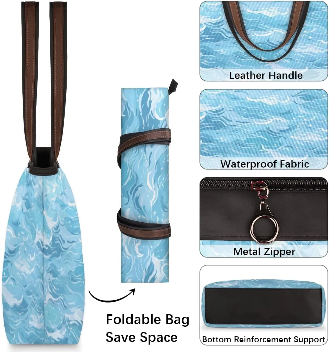 Tote Bag for Women with Zipper Large Capacity Top Handle Casual Shoulder Bag Handbag Reusable Shopping