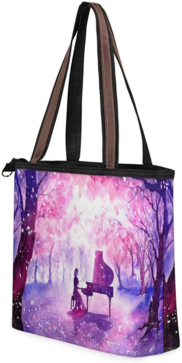 Tote Bag for Women with Zipper Large Capacity Top Handle Casual Shoulder Bag Handbag Reusable Shopping