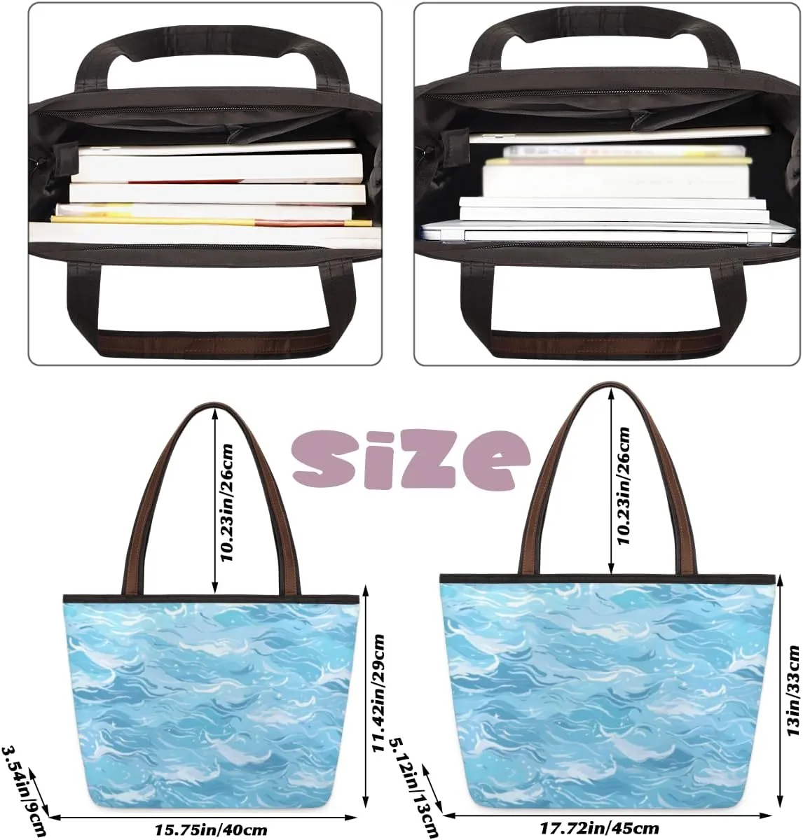 Tote Bag for Women with Zipper Large Capacity Top Handle Casual Shoulder Bag Handbag Reusable Shopping