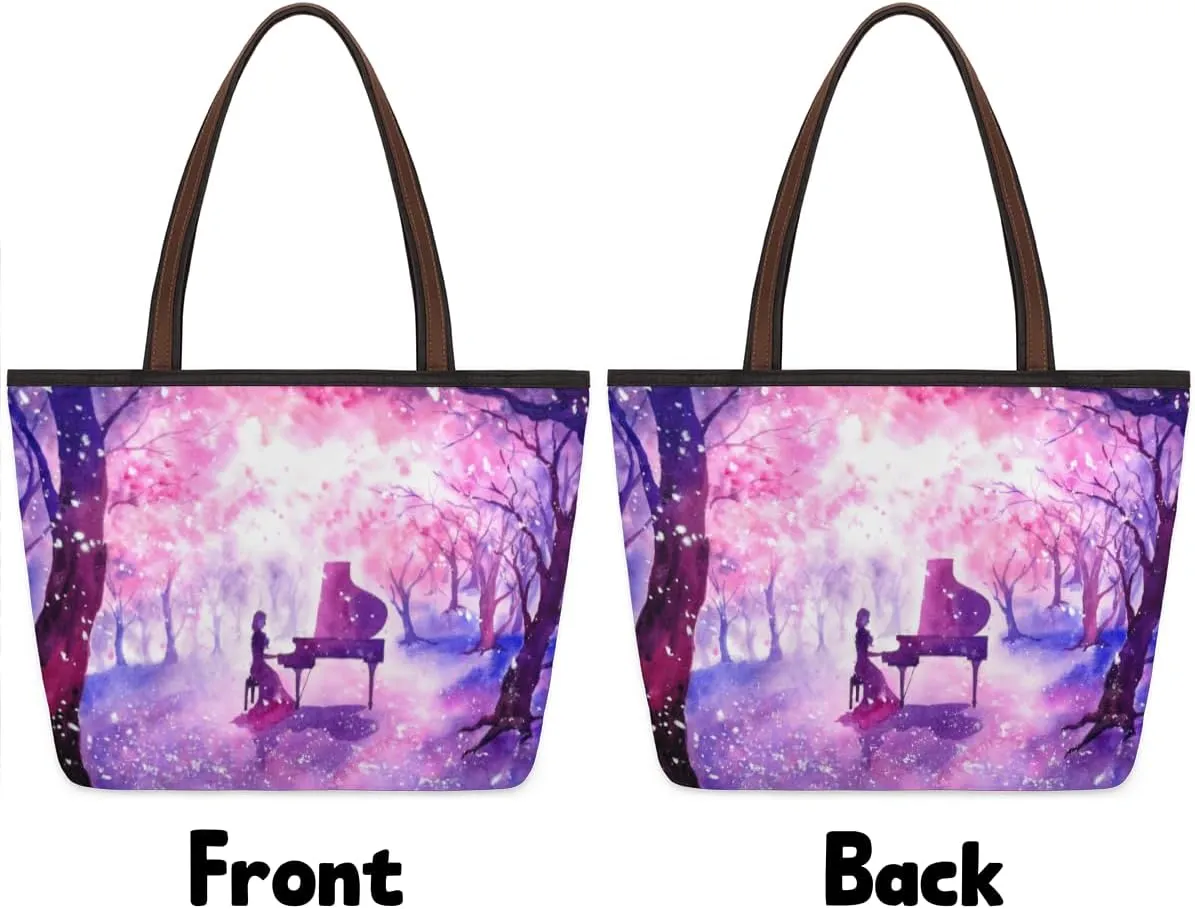 Tote Bag for Women with Zipper Large Capacity Top Handle Casual Shoulder Bag Handbag Reusable Shopping