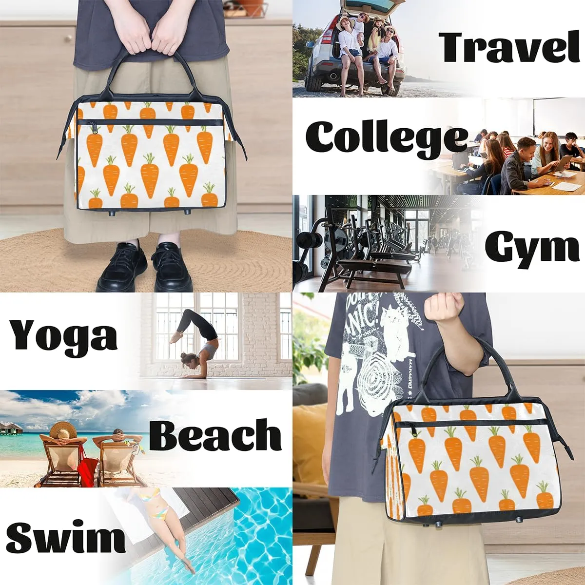 Tote Bag for Women with Zipper, Large Shoulder Bag Handbag for Travel Sports Work