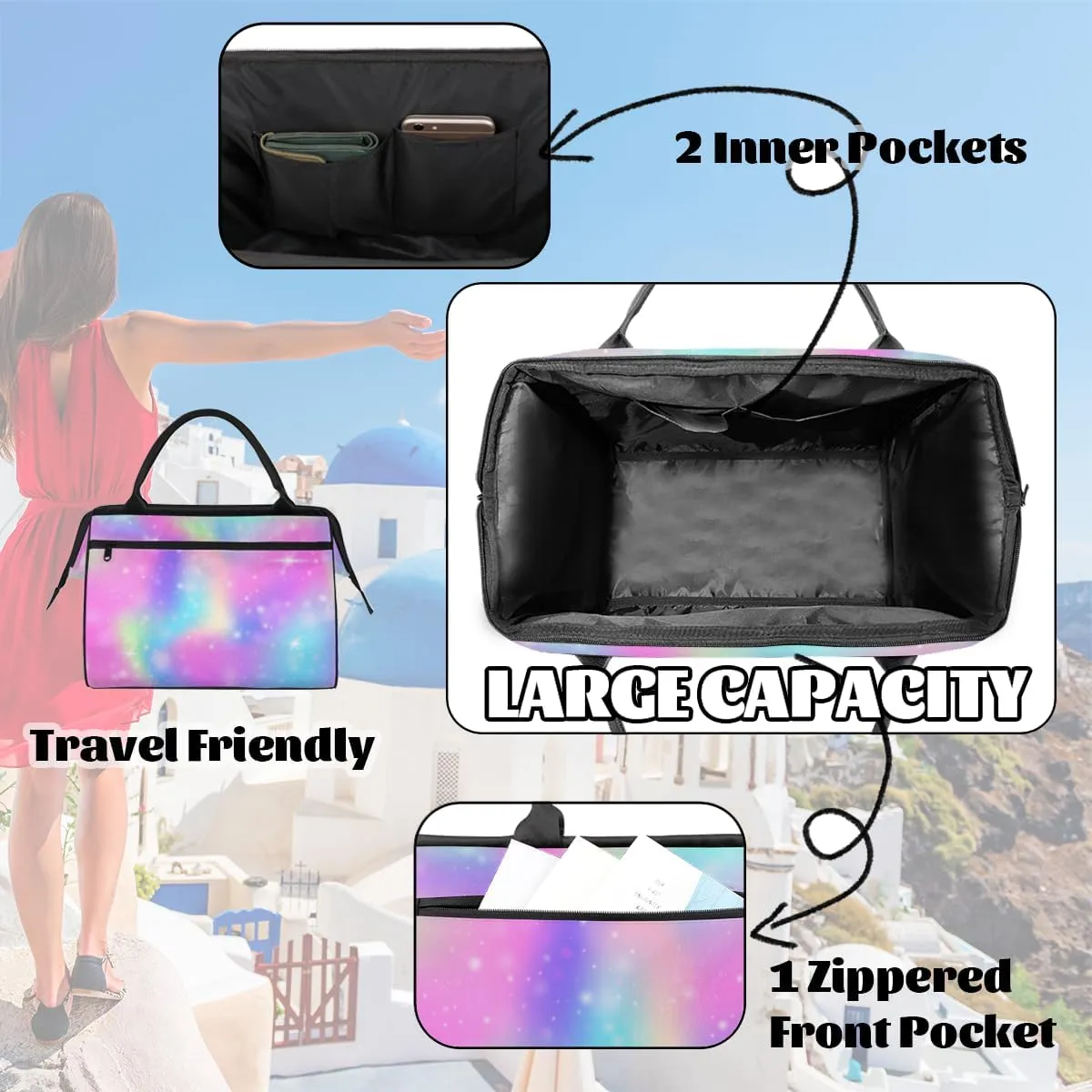 Tote Bag for Women with Zipper, Lightweight Travel Tote Bag Large Shoulder Bag Handbag for Work, Gym