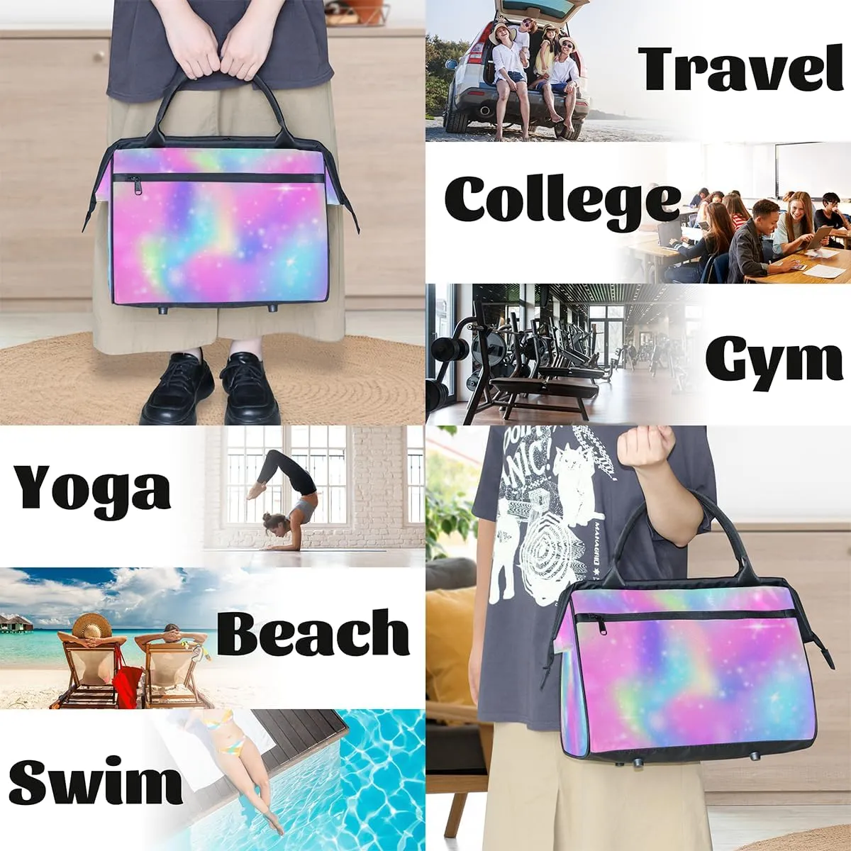 Tote Bag for Women with Zipper, Lightweight Travel Tote Bag Large Shoulder Bag Handbag for Work, Gym