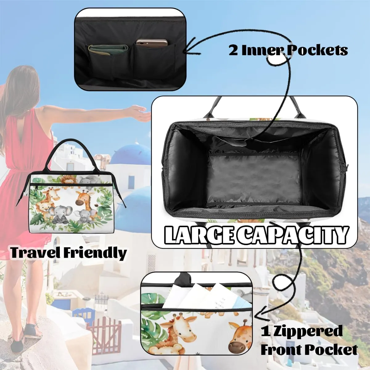 Tote Bag for Women with Zipper, Lightweight Travel Tote Bag Large Shoulder Bag Handbag for Work, Gym