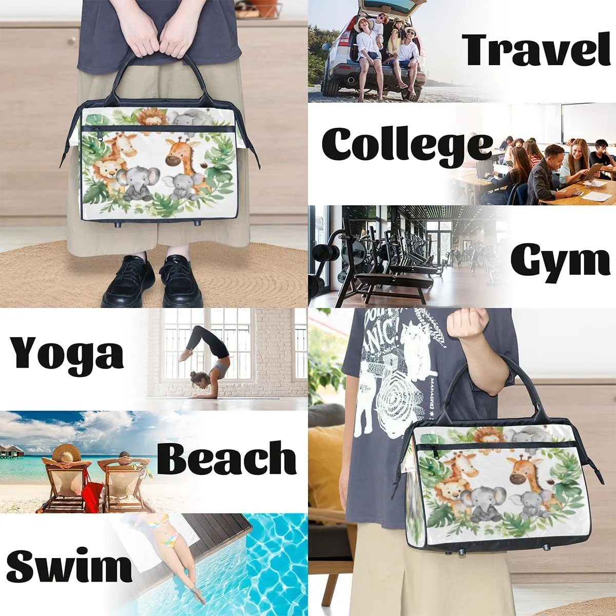 Tote Bag for Women with Zipper, Lightweight Travel Tote Bag Large Shoulder Bag Handbag for Work, Gym