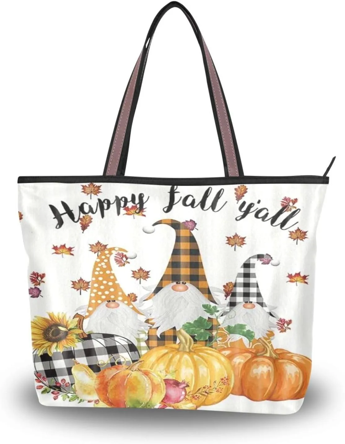 Tote Bag for Women with Zipper,Polyester Tote Purse Holiday Tote Bag Work Handbag Women Gift