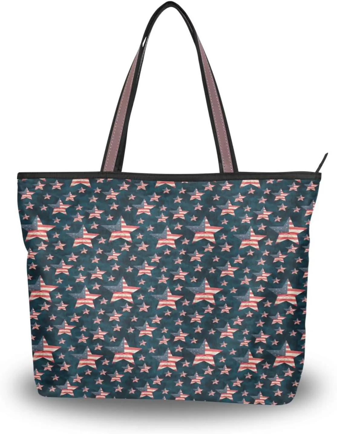Tote Bag for Women with Zipper,Polyester Tote Purse Holiday Tote Bag Work Handbag Women Gift