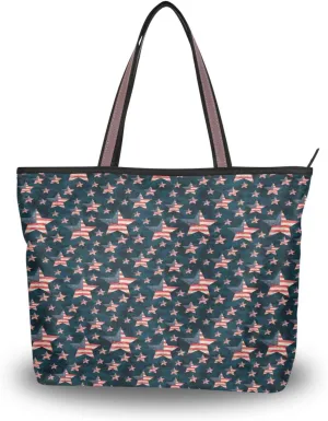 Tote Bag for Women with Zipper,Polyester Tote Purse Holiday Tote Bag Work Handbag Women Gift