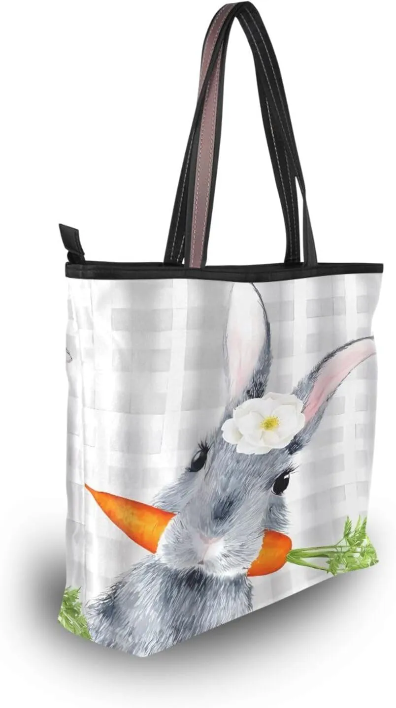 Tote Bag for Women with Zipper,Polyester Tote Purse Holiday Tote Bag Work Handbag Women Gift