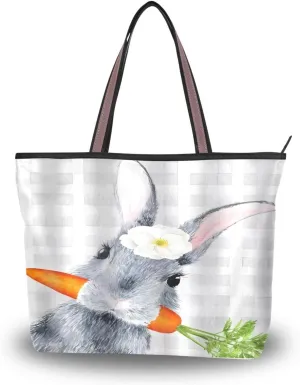 Tote Bag for Women with Zipper,Polyester Tote Purse Holiday Tote Bag Work Handbag Women Gift