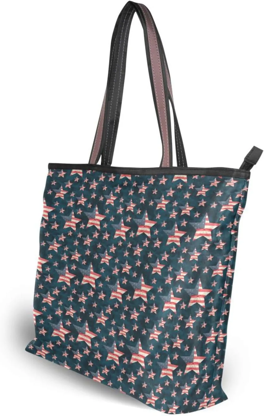 Tote Bag for Women with Zipper,Polyester Tote Purse Holiday Tote Bag Work Handbag Women Gift