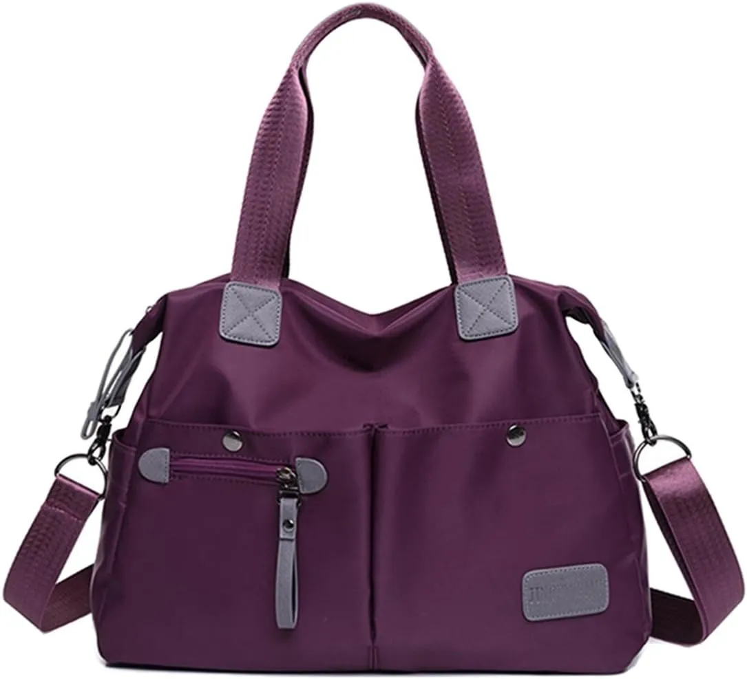 Tote Bag for Women,Multi Pockets Shoulder Handbag,Nurse Bag for Work,Large Cross body Purse,Fashion Nylon Top Handle Satchel
