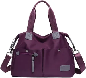 Tote Bag for Women,Multi Pockets Shoulder Handbag,Nurse Bag for Work,Large Cross body Purse,Fashion Nylon Top Handle Satchel