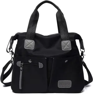 Tote Bag for Women,Multi Pockets Shoulder Handbag,Nurse Bag for Work,Large Cross body Purse,Fashion Nylon Top Handle Satchel