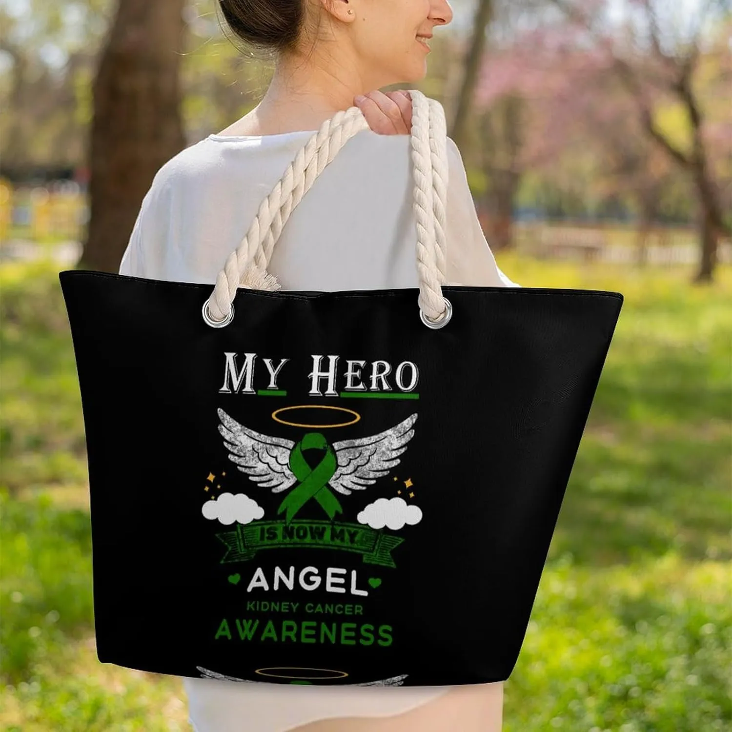 Tote Bag Large Handles Beach Bag with Zipper for Shopping Groceries Travel Outdoors Swim Pool Bag