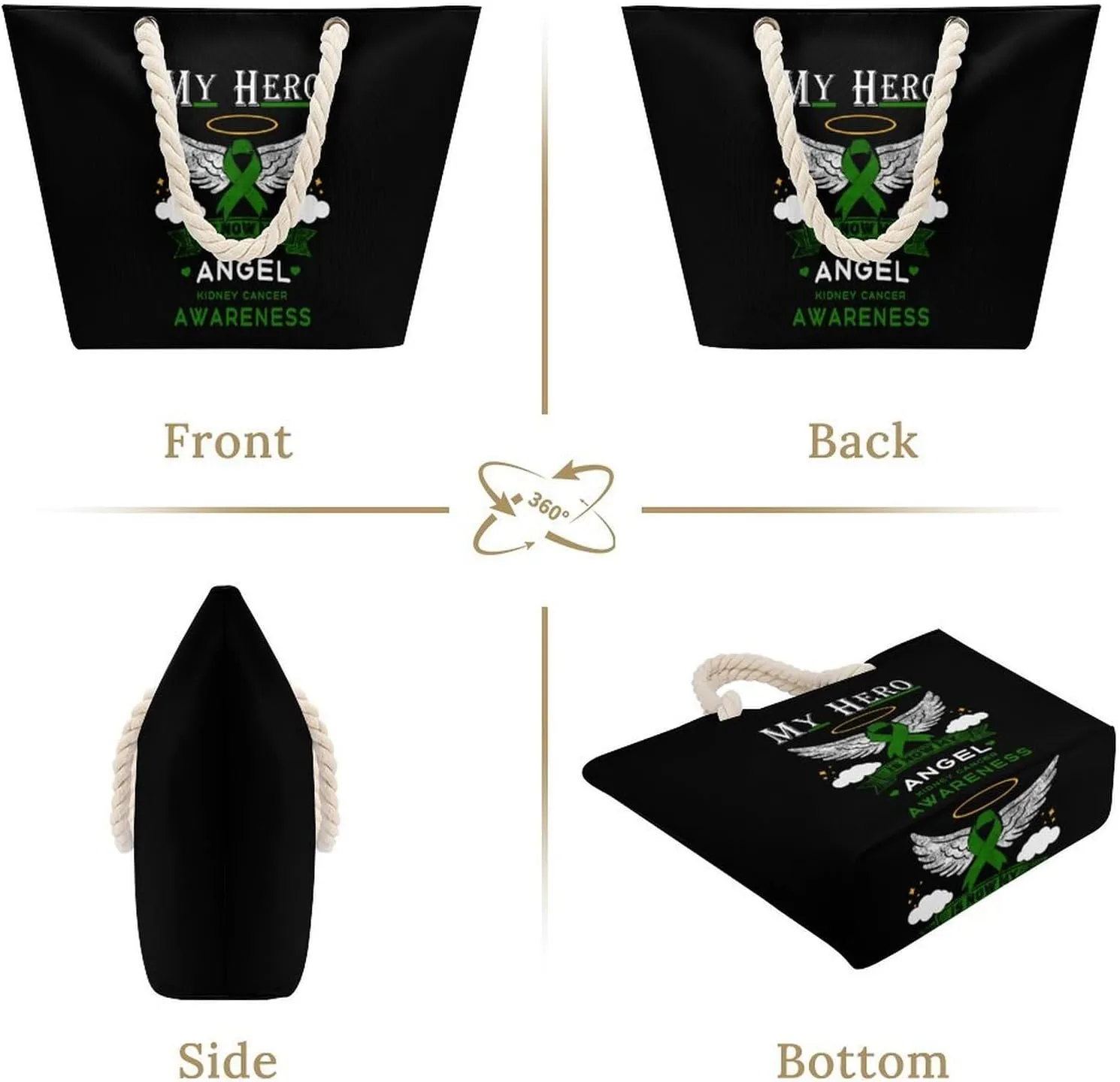 Tote Bag Large Handles Beach Bag with Zipper for Shopping Groceries Travel Outdoors Swim Pool Bag