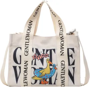 Tote Bag Medium Crossbody Handbag Cute Canvas Stylish Fashion Shoulder Purse with Top Handle for Women Girls