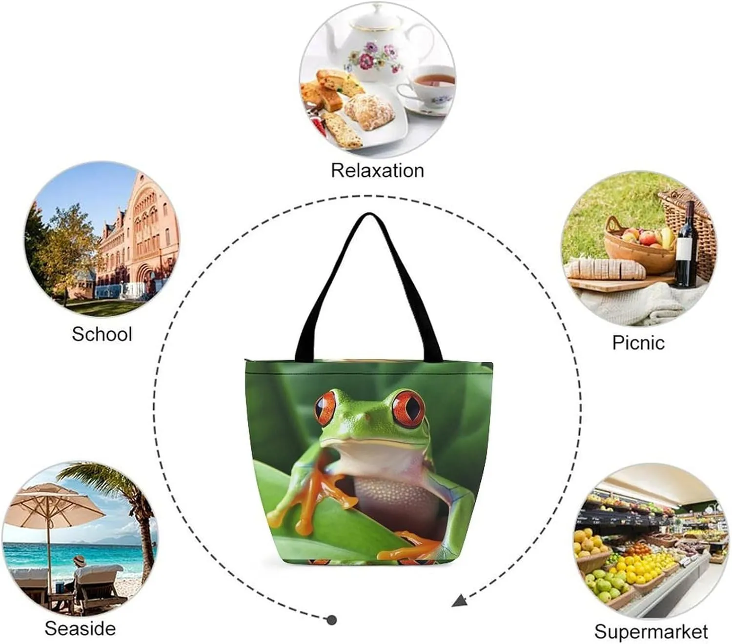 Tote Bag Reusable Grocery Bag Foldable Shopping Bag Extra Large Shoulder Bag Trick Or Treat Tote Bag for Work