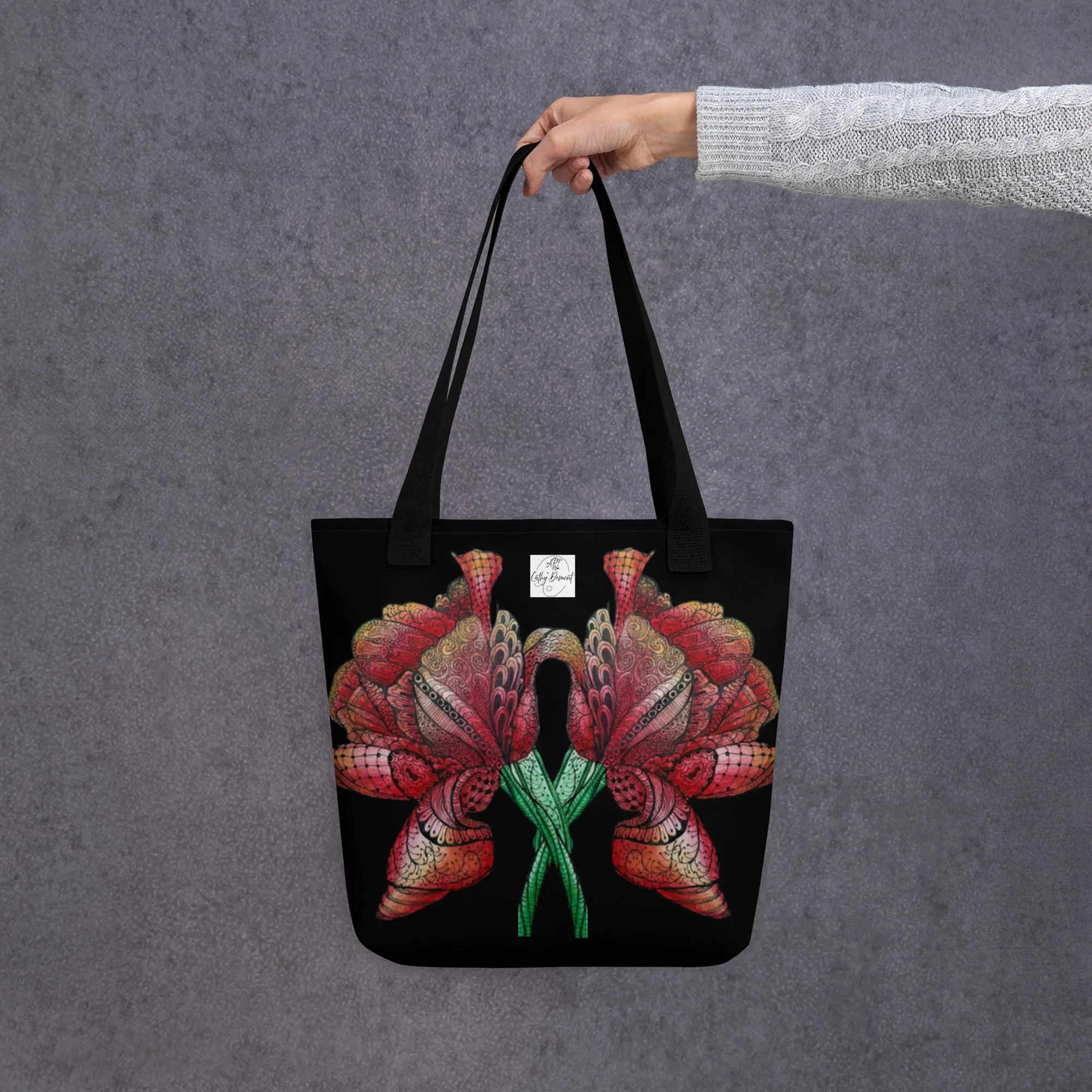 Tote Bag: Zen Floral Harmony Zentangle Artwork Design