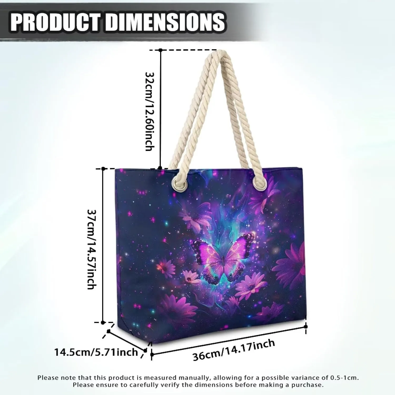 Tote Beach Bag with Rope Top Handle Pool Bag 14.57x4.71x14.17 Large Capacity Travel Handbag for Women Casual
