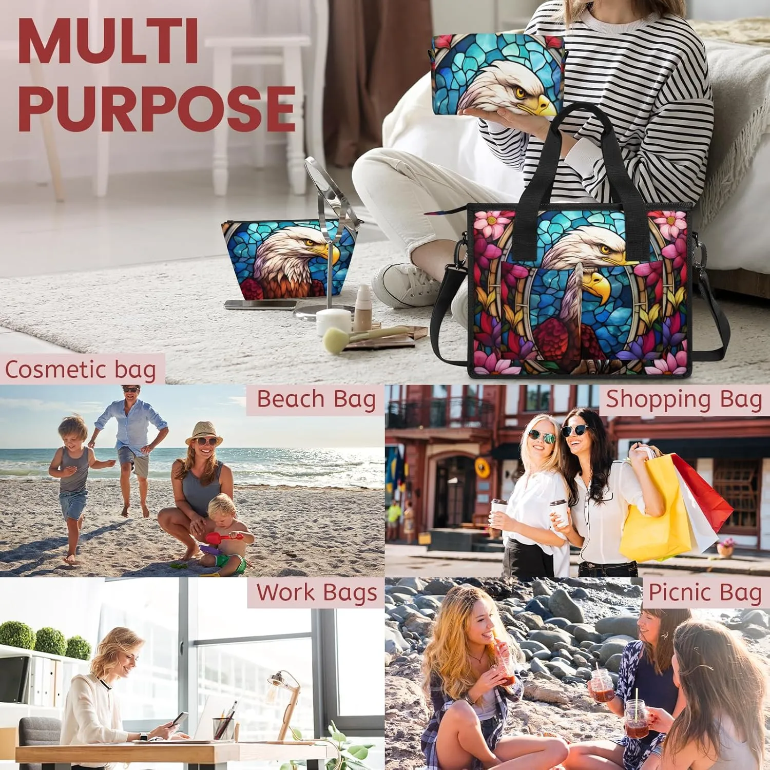 Tote Satchel Bag Set 3PCS for Women,Travel Shoulder Bag Handbag and Wallet Daily Use01