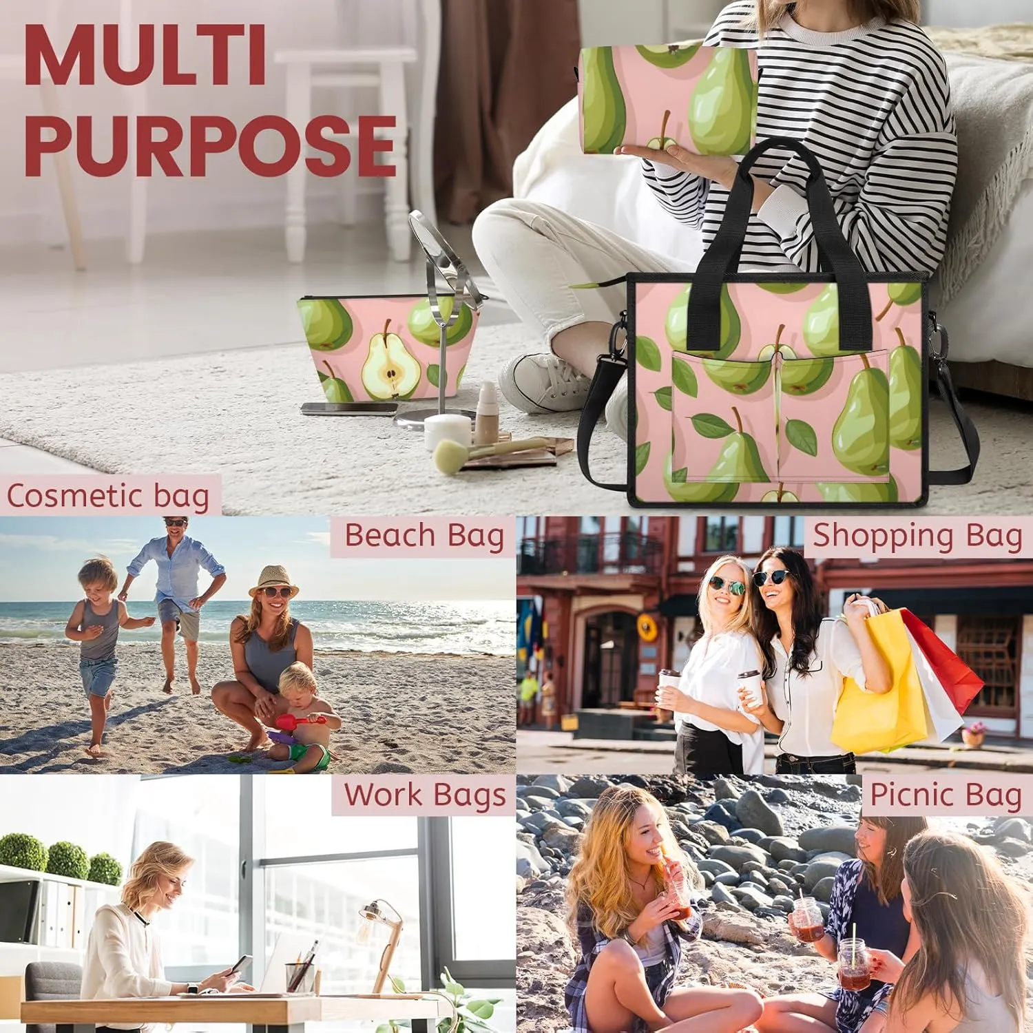 Tote Satchel Bag Set 3PCS for Women,Travel Shoulder Bag Handbag and Wallet Daily Use04