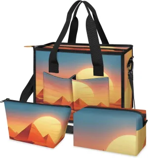 Tote Satchel Bag Set 3PCS for Women,Travel Shoulder Bag Handbag and Wallet Daily Use05