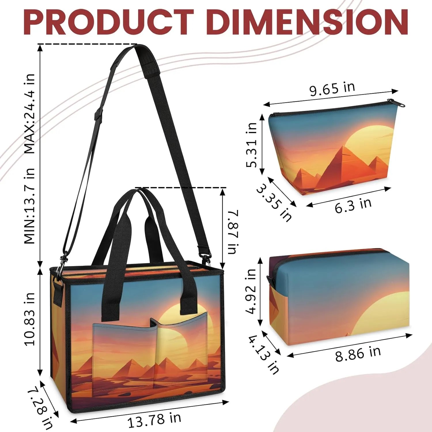 Tote Satchel Bag Set 3PCS for Women,Travel Shoulder Bag Handbag and Wallet Daily Use05