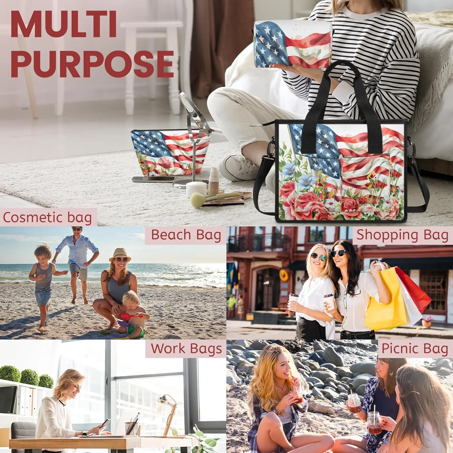 Tote Satchel Bag Set 3PCS for Women,Travel Shoulder Bag Handbag and Wallet Daily Use05