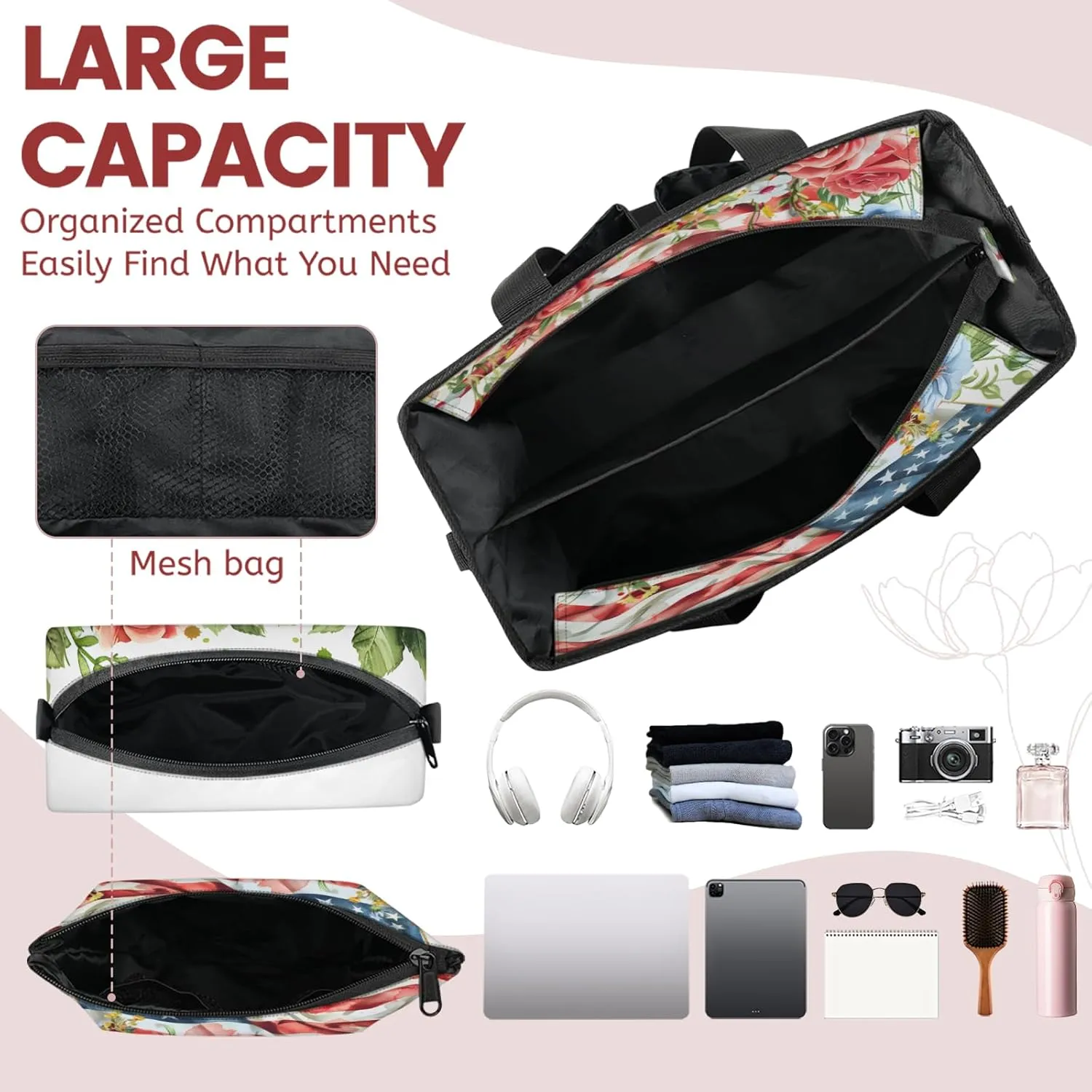 Tote Satchel Bag Set 3PCS for Women,Travel Shoulder Bag Handbag and Wallet Daily Use05
