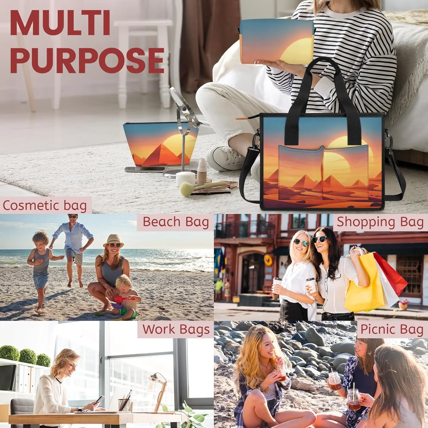 Tote Satchel Bag Set 3PCS for Women,Travel Shoulder Bag Handbag and Wallet Daily Use05